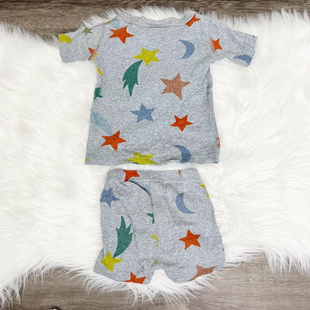 🔹sold🔹Hanna Andersson Toddler 2 Moon Shooting Stars Short John Pajama Set PLAY - Picture 2 of 11
